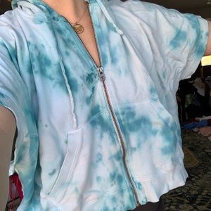 Teal tie dye zip up